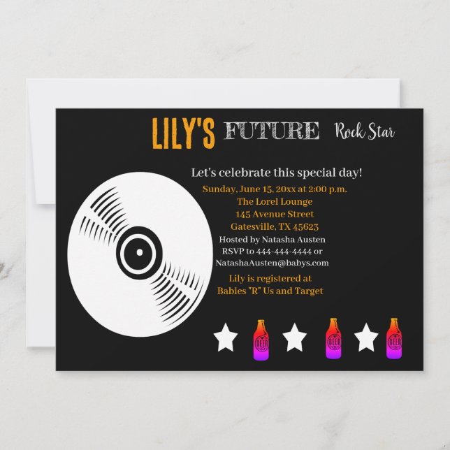 Invitation Baby shower Futur Rocker (Devant)