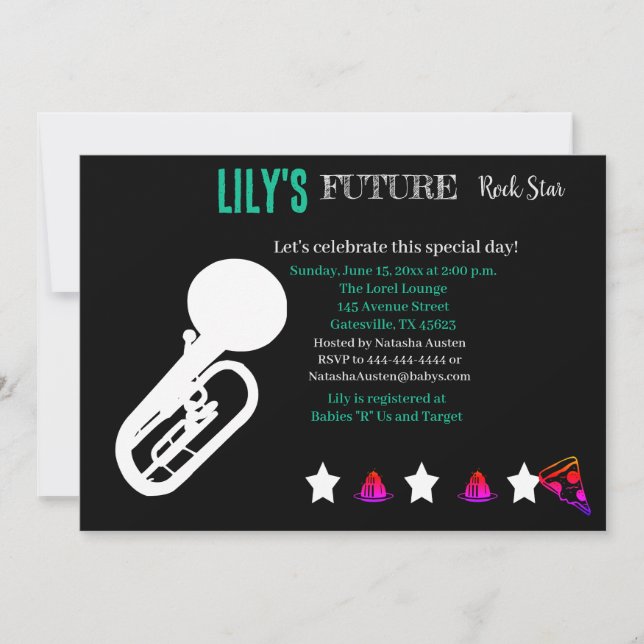 Invitation Baby shower Futur Rocker (Devant)