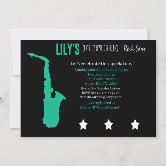 Invitation Baby shower Futur Rocker (Devant)