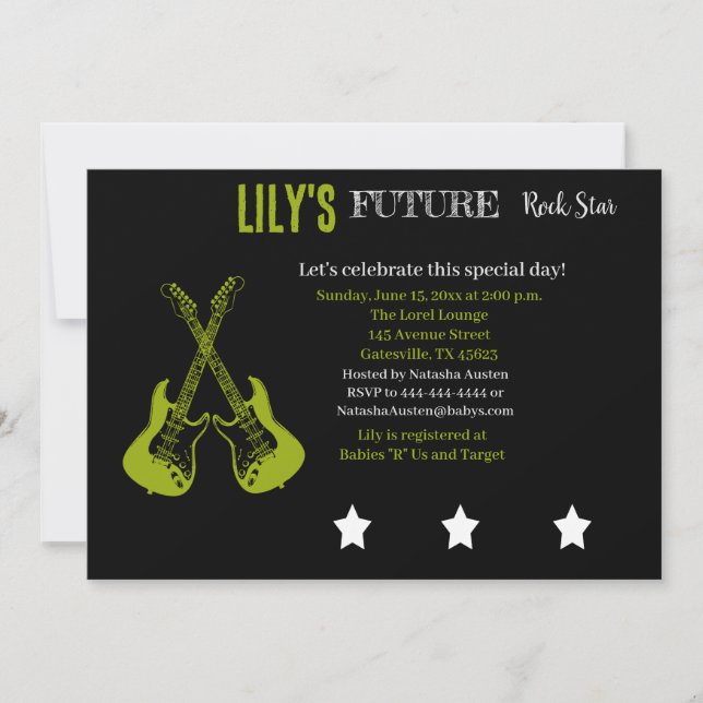 Invitation Baby shower Futur Rocker (Devant)