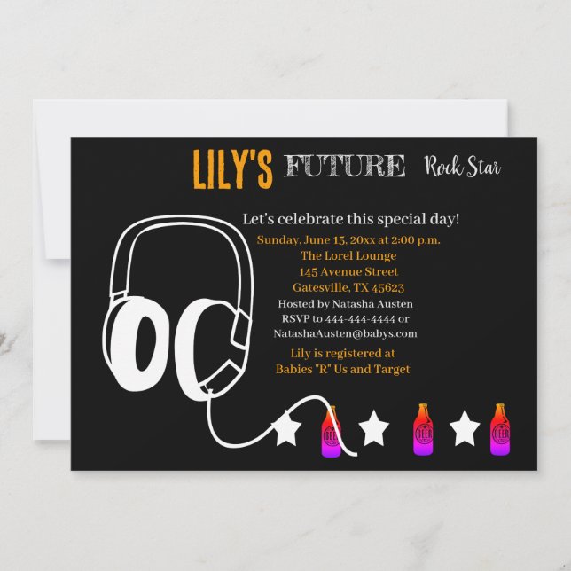 Invitation Baby shower Futur Rocker (Devant)