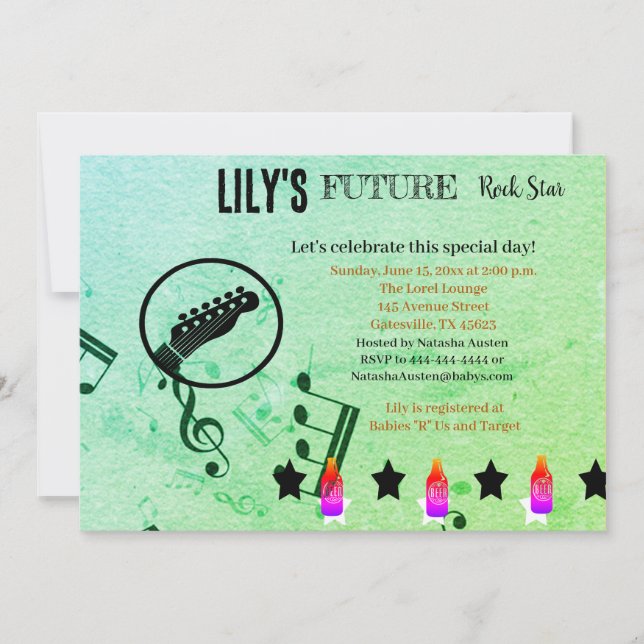 Invitation Baby shower Future Rock Star (Devant)