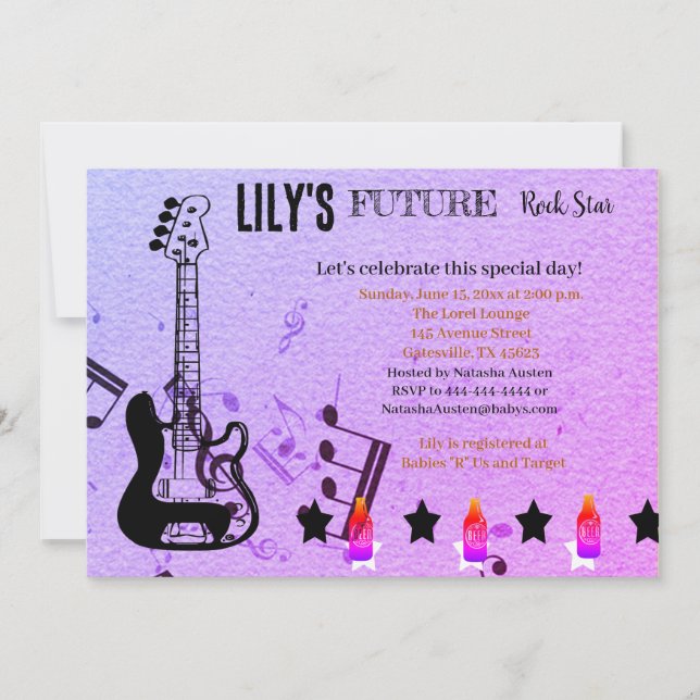 Invitation Baby shower Future Rock Star (Devant)