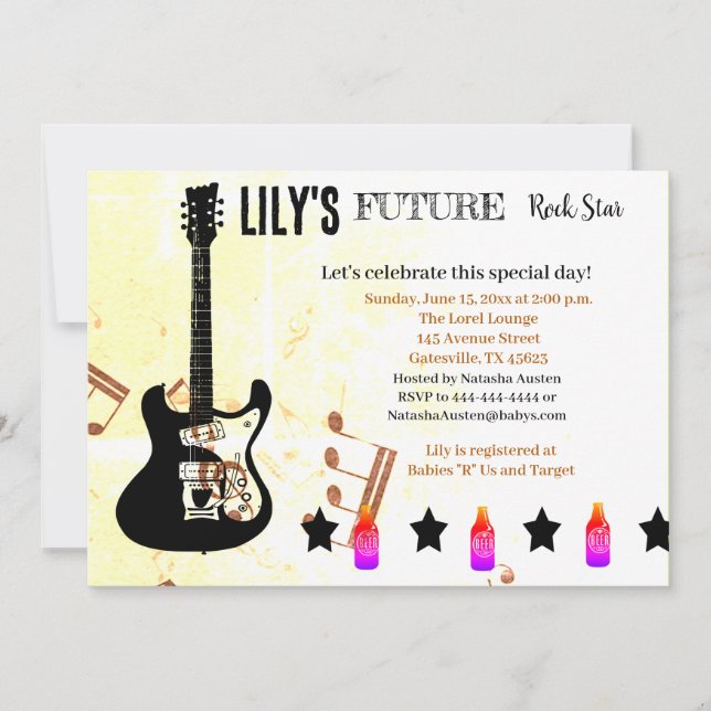 Invitation Baby shower Future Rock Star (Devant)