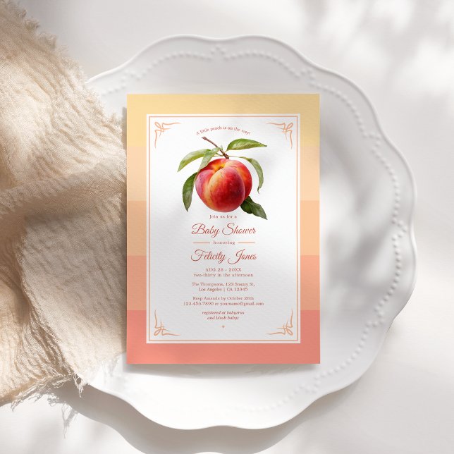 Invitation Baby Shower Fuzz pêche (Peach Fuzz Baby Shower Invitation)