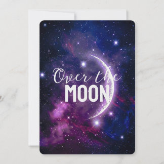 Invitation Baby Shower Galaxie Cosmique Violette Croissant de