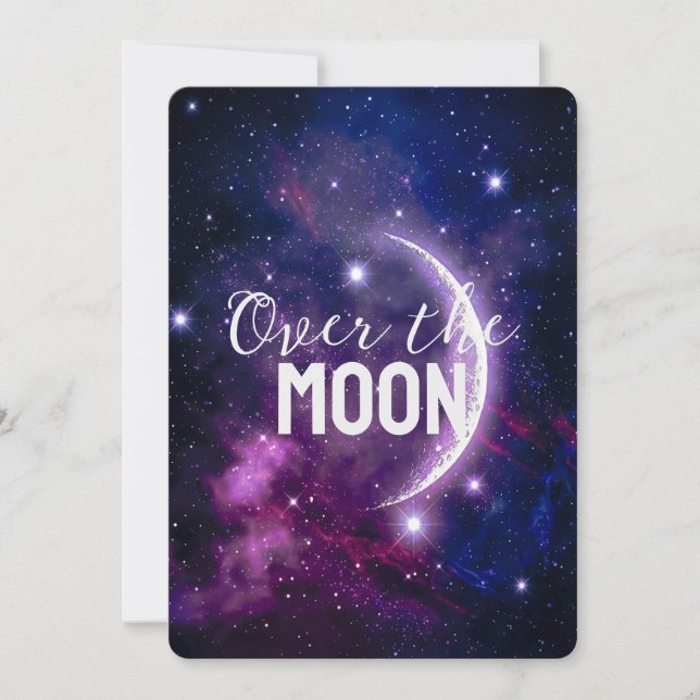 Invitation Baby Shower Galaxie Cosmique Violette Croissant de (Devant)