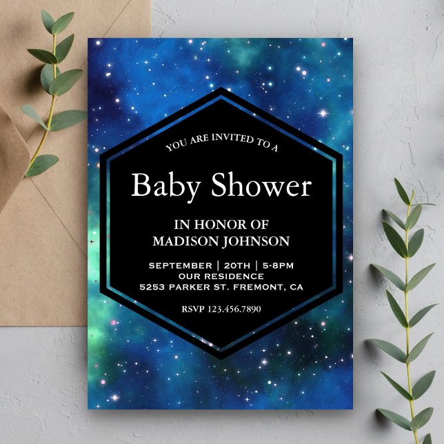 Invitation Baby Shower Galaxie Espace Céleste Moderne (Créateur téléchargé)