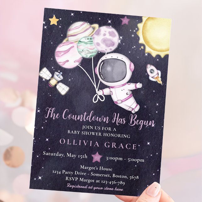 Invitation Baby shower Galaxy Baby shower pour filles spatial (Créateur téléchargé)
