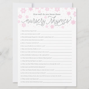 Invitation Baby shower Game CardNursery Rhyme Game Snowflake