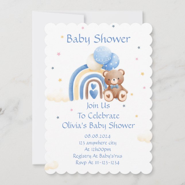 INVITATION BABY SHOWER GARÇON (Devant)