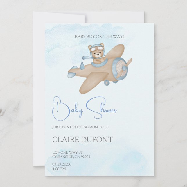 Invitation baby shower garçon (Devant)