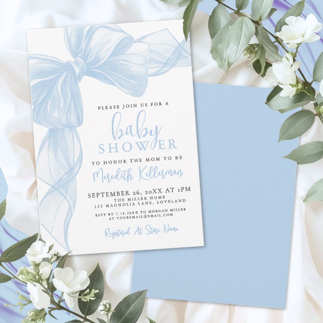 Invitation Baby Shower Garçon à l'Arc Bleu (Blue Bow Boy Baby Shower Invitation)