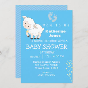 Invitation Baby shower garçon agneau mignet