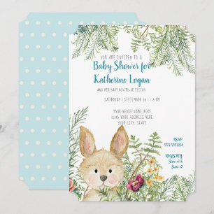 Invitation Baby Shower Garçon Animaux de la Forêt Lapin Forêt