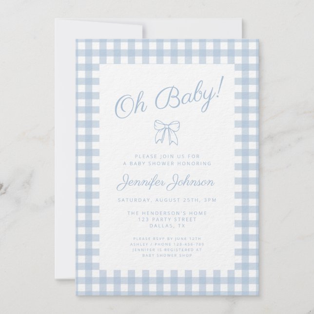 Invitation Baby Shower Garçon Arc-en-ciel Bleu Mignon (Devant)