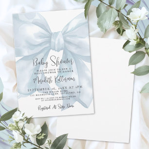 Invitation Baby Shower Garçon au Nœud Bleu