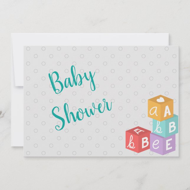 Invitation Baby shower garçon avec blocs ABC (Devant)