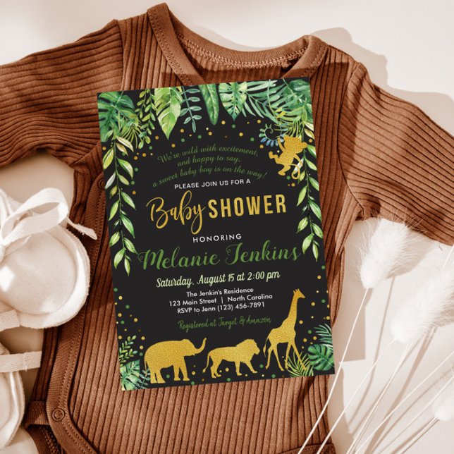 Invitation Baby shower garçon, Baby shower Jungle (Créateur téléchargé)