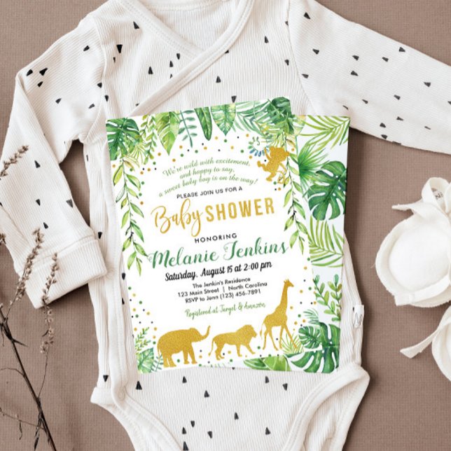 Invitation Baby shower garçon, Baby shower Jungle (Créateur téléchargé)