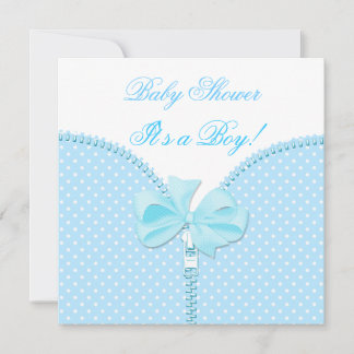 Invitation Baby Shower Garçon Bébé Bleu Blanc Points