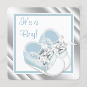 Invitation Baby Shower Garçon Bleu Argent