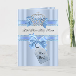 Invitation Baby shower Garçon Bleu Blanc Prince Couronne