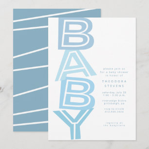 Invitation Baby shower garçon bleu clair et moderne