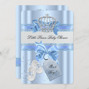 Invitation Baby shower Garçon Bleu Petit Prince Couronne 3a