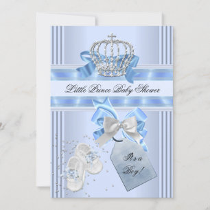 Invitation Baby shower Garçon Bleu Petit Prince Couronne 5a
