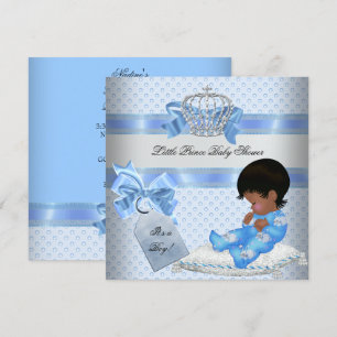 Invitation Baby Shower Garçon Bleu Petit Prince Lapins