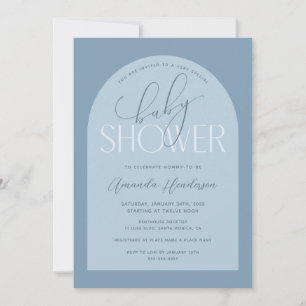 Invitation Baby Shower Garçon Bleu Poussiéreux