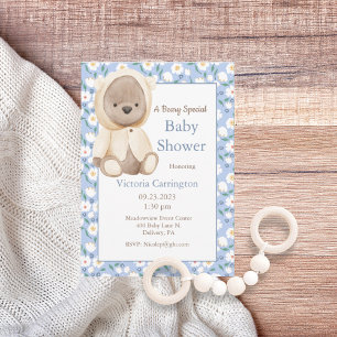 Invitation Baby shower Garçon bleu Teddy Bear