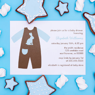 Invitation Baby shower Garçon Blue Baby Outfit