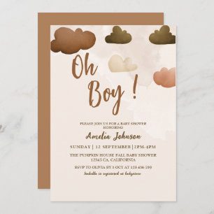 Invitation Baby shower garçon boho Oh garçon moderne
