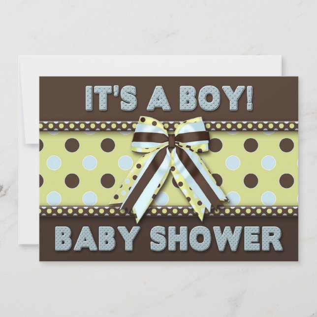 Invitation Baby shower garçon (Brown/bleu (Devant)