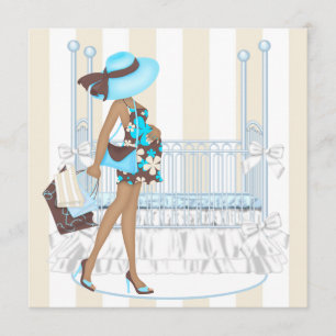 Invitation Baby Shower Garçon Brun Bleu