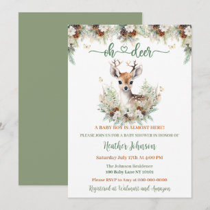 Invitation Baby Shower Garçon Cerf de la Forêt