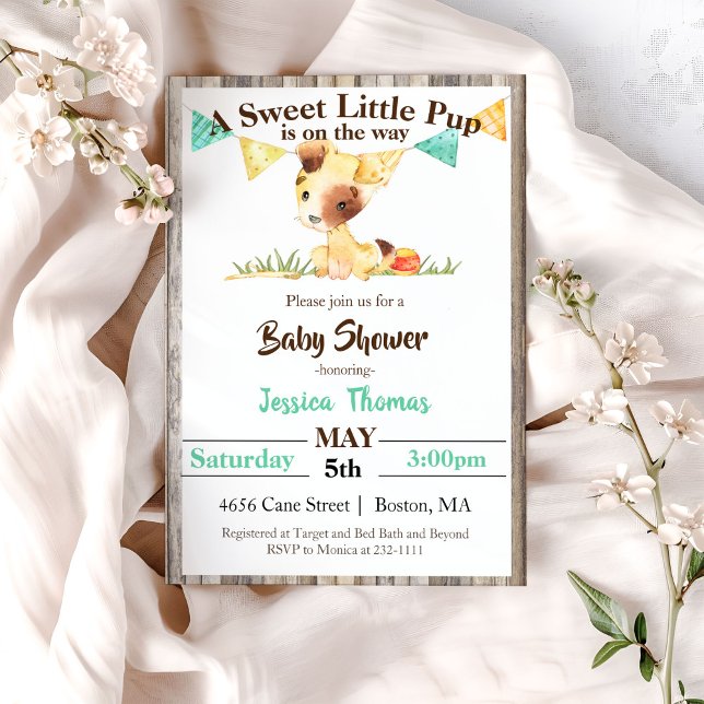 Invitation Baby Shower Garçon Chien Rustique (Créateur téléchargé)