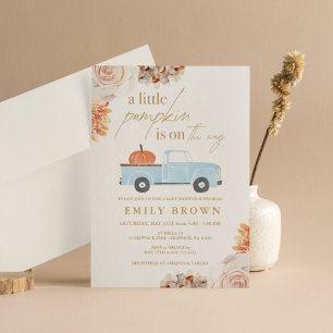 Invitation Baby shower garçon Citrouille automne