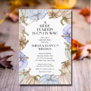 Invitation Baby shower garçon Citrouille bleu