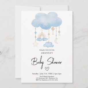 Invitation Baby shower Garçon Cloud Bleu mou