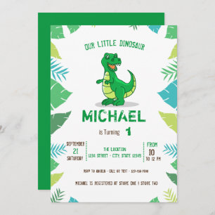 Invitation Baby shower garçon Cute Dinosaur
