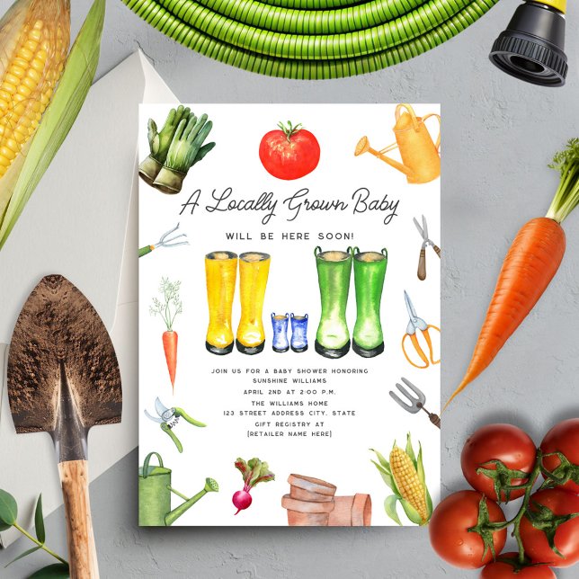 Invitation Baby shower Garçon de jardin de légumes cultivé lo (Créateur téléchargé)