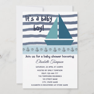 Invitation baby shower garçon de navire et d'ancres nautiques