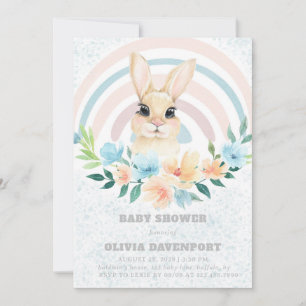 Invitation Baby shower Garçon de Pâques Bunny Boho Arc-en-cie