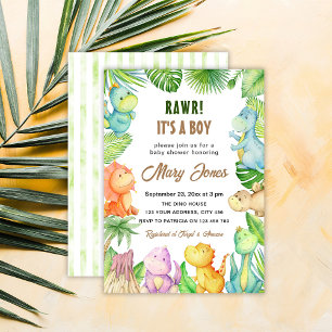 Invitation Baby Shower Garçon Dinosaure