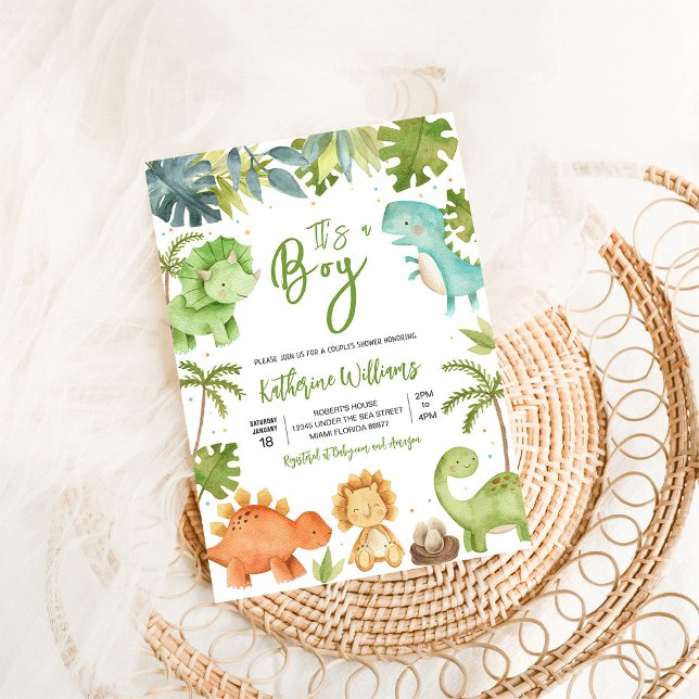 Invitation Baby-Shower Garçon Dinosaure (Créateur téléchargé)