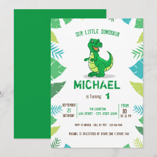 Invitation Baby Shower Garçon Dinosaure Mignon