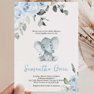 Invitation Baby-Shower Garçon Eléphant